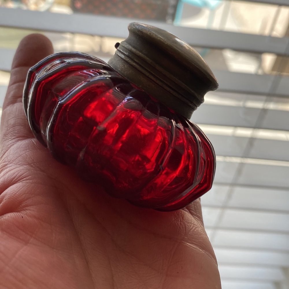 Vintage inkwell with metal lid